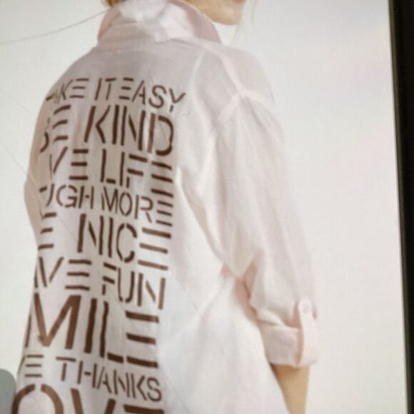 Sundry Women's Gauze Cotton Hi-low Oversized Button-up Graphic Shirt Peach Sz 1 - Picture 1 of 9